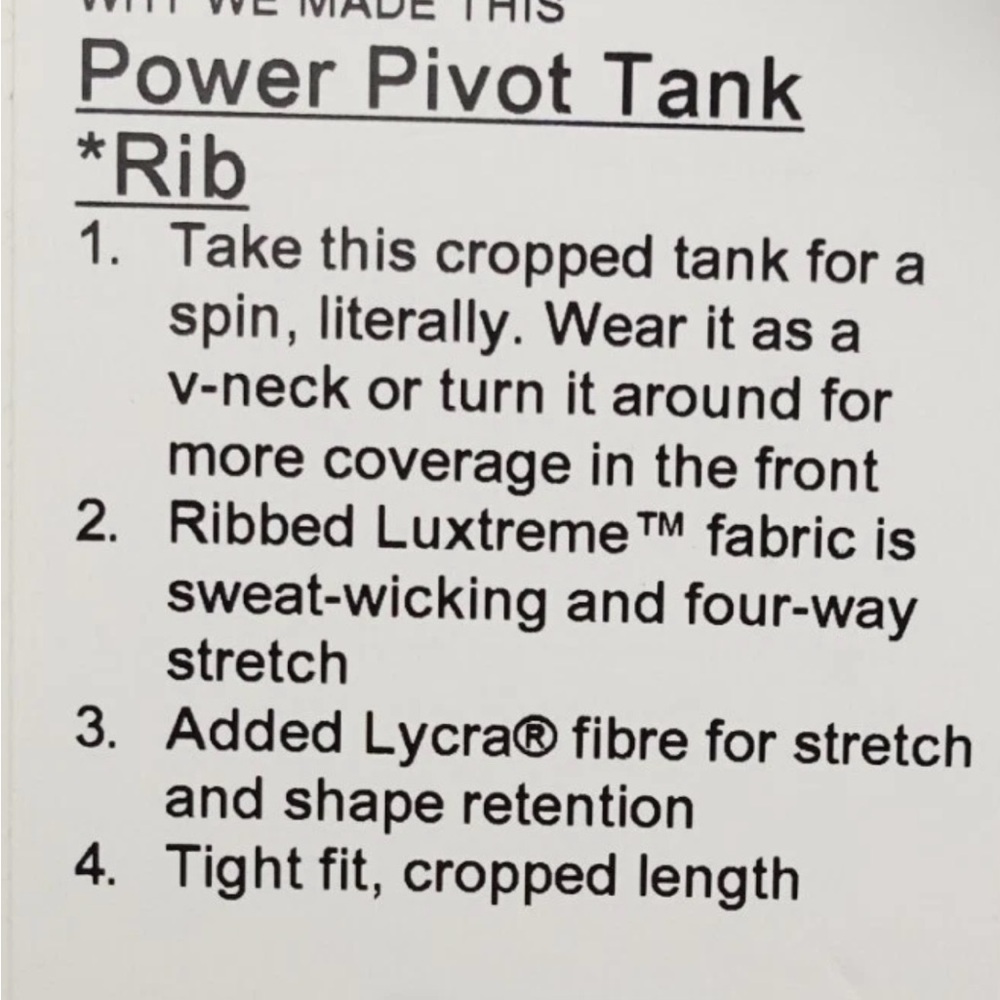 lululemon athletica power pivot ribbed tank top tight fit cropped black size 2 - Picture 7 of 7